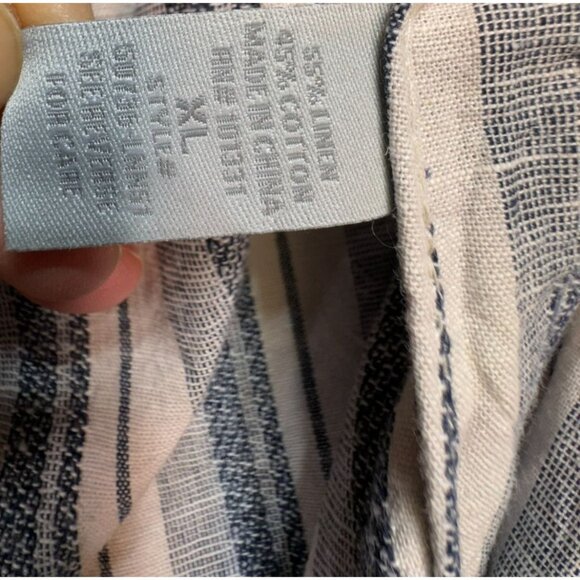 Cal 1850 Womens Striped Linen Blend XL Wide-Leg Pants With Overlap Design - Picture 3 of 14